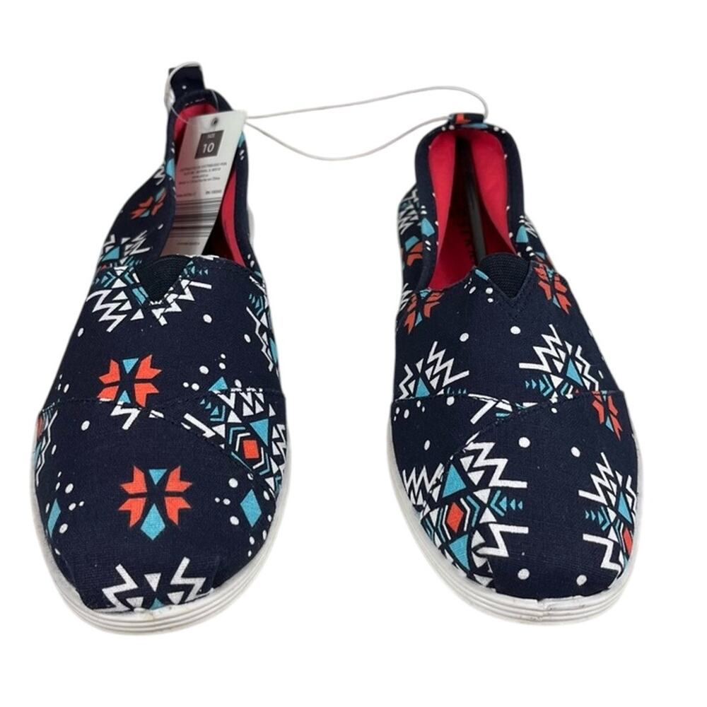 NWT SERRA |  Multi Colored Ladies Canvas Slip-On Flats Sz‎ 10 Comfort Stretch